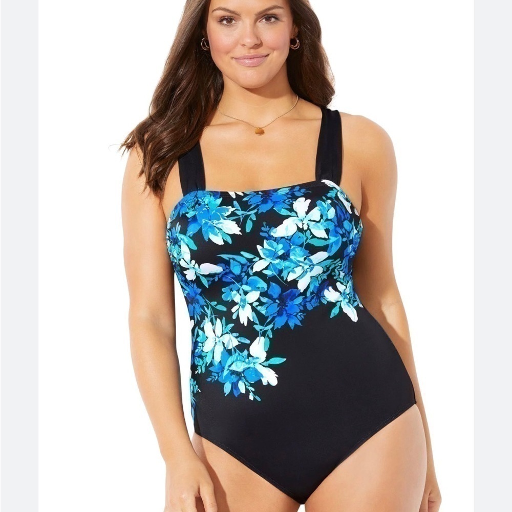 Swimsuit for All square neck floral print swimsuit